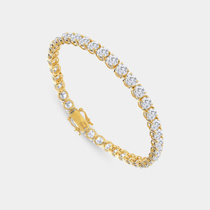 Gilded 12 Carat Lab-Grown Diamond Round-Shaped Classic Tennis Bracelet