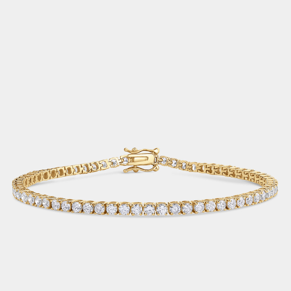 Gilded 4 Carat Lab-Grown Diamond Round-Shaped Classic Tennis Bracelet