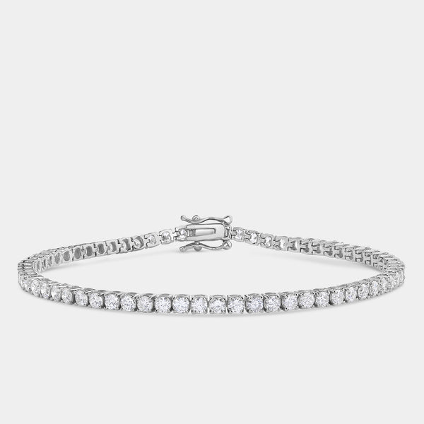 Gilded 4 Carat Lab-Grown Diamond Round-Shaped Classic Tennis Bracelet