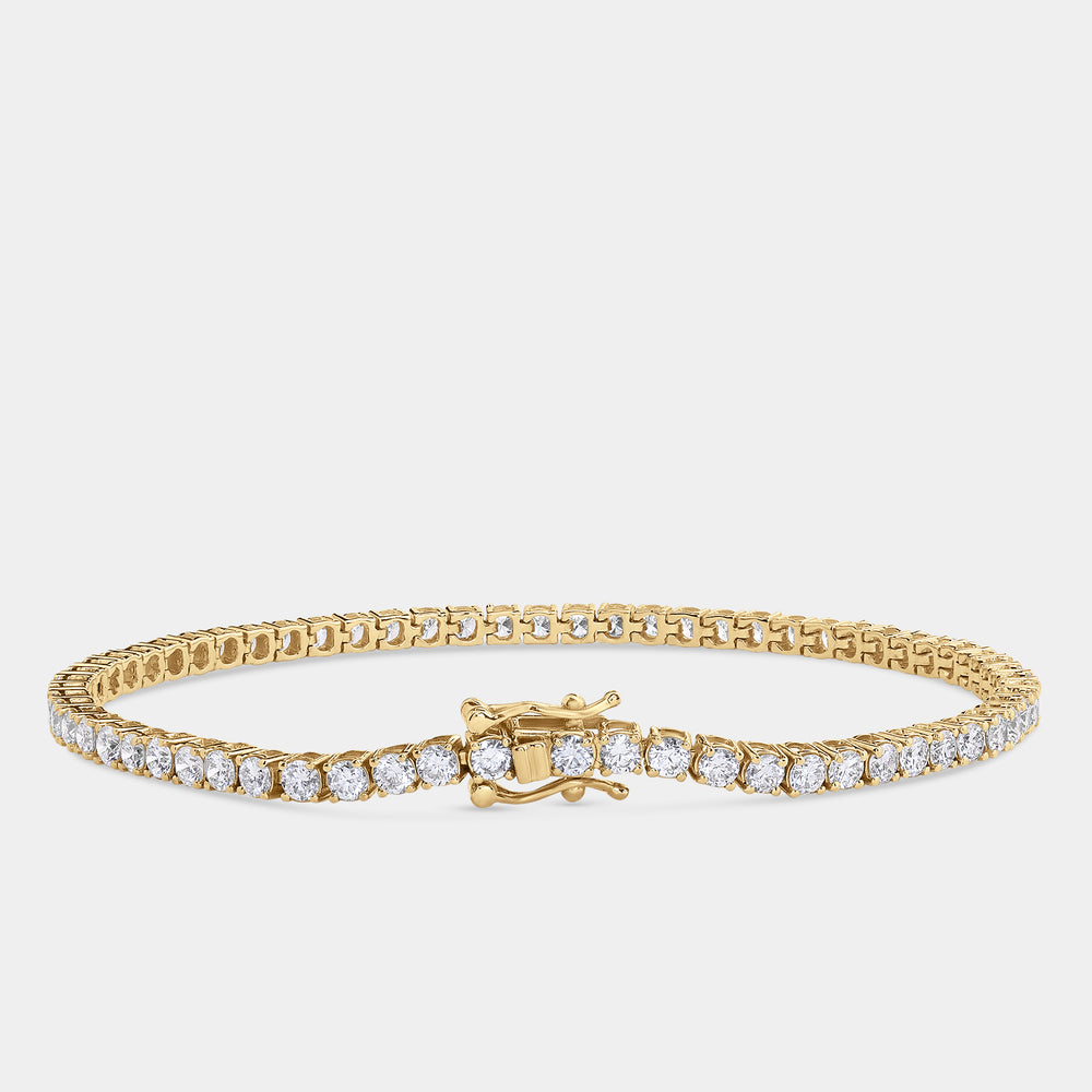 Gilded 4 Carat Lab-Grown Diamond Round-Shaped Classic Tennis Bracelet
