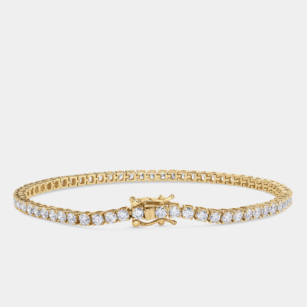 Gilded 4 Carat Lab-Grown Diamond Round-Shaped Classic Tennis Bracelet