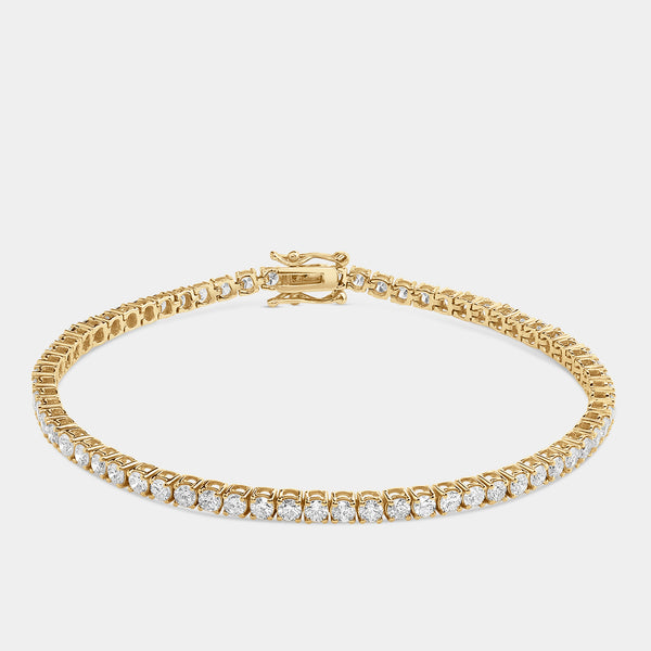 Gilded 4 Carat Lab-Grown Diamond Round-Shaped Classic Tennis Bracelet