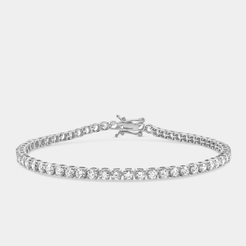 Gilded 5 Carat Lab-Grown Diamond Round-Shaped Classic Tennis Bracelet