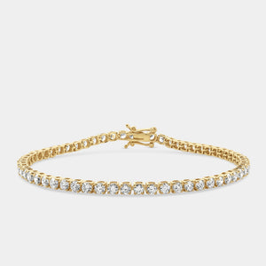 Gilded 5 Carat Lab-Grown Diamond Round-Shaped Classic Tennis Bracelet