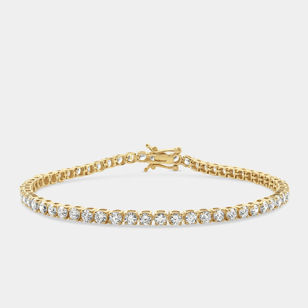 Gilded 5 Carat Lab-Grown Diamond Round-Shaped Classic Tennis Bracelet