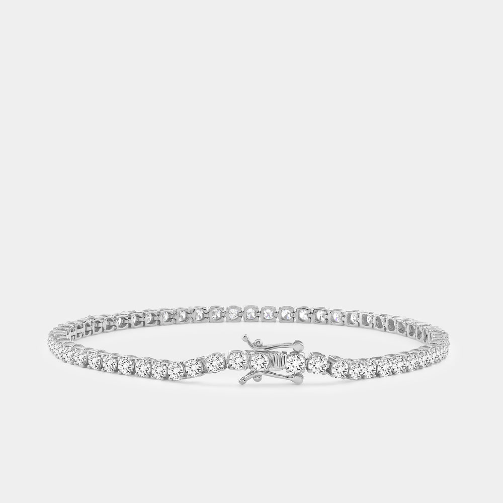 Gilded 5 Carat Lab-Grown Diamond Round-Shaped Classic Tennis Bracelet