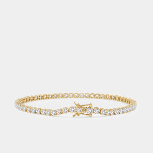 Gilded 5 Carat Lab-Grown Diamond Round-Shaped Classic Tennis Bracelet