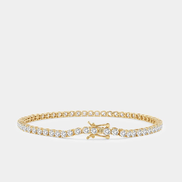 Gilded 5 Carat Lab-Grown Diamond Round-Shaped Classic Tennis Bracelet
