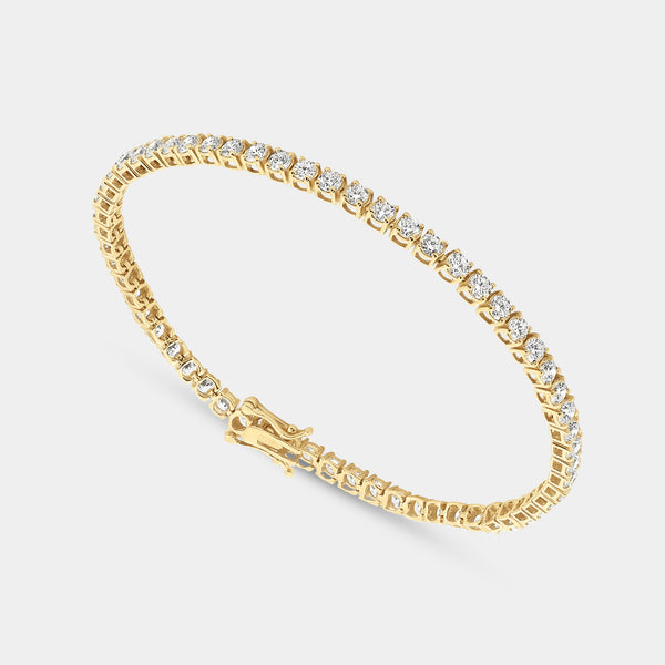 Gilded 5 Carat Lab-Grown Diamond Round-Shaped Classic Tennis Bracelet