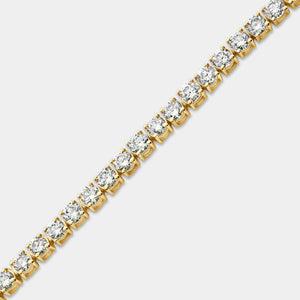 Gilded 5 Carat Lab-Grown Diamond Round-Shaped Classic Tennis Bracelet