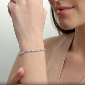 Gilded 5 Carat Lab-Grown Diamond Round-Shaped Classic Tennis Bracelet