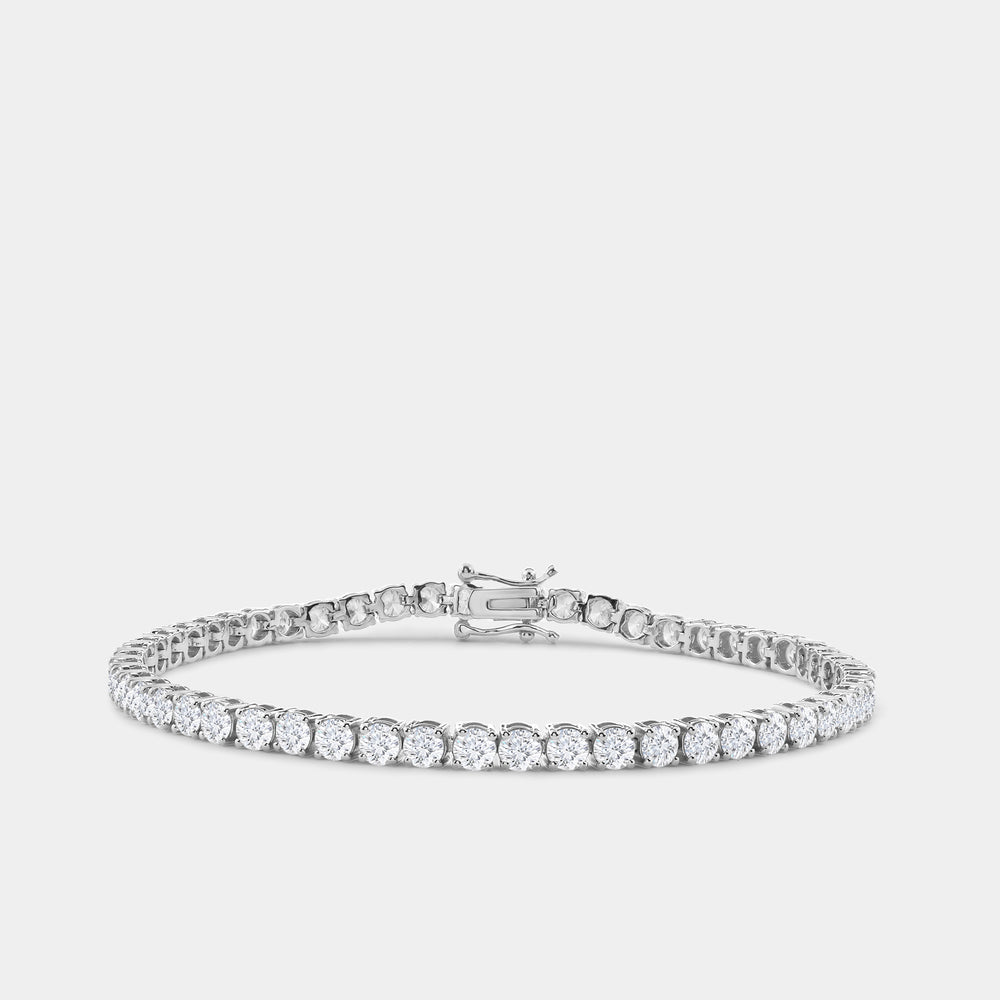 Gilded 7 Carat Lab-Grown Diamond Round-Shaped Classic Tennis Bracelet