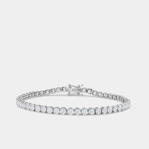 Gilded 7 Carat Lab-Grown Diamond Round-Shaped Classic Tennis Bracelet