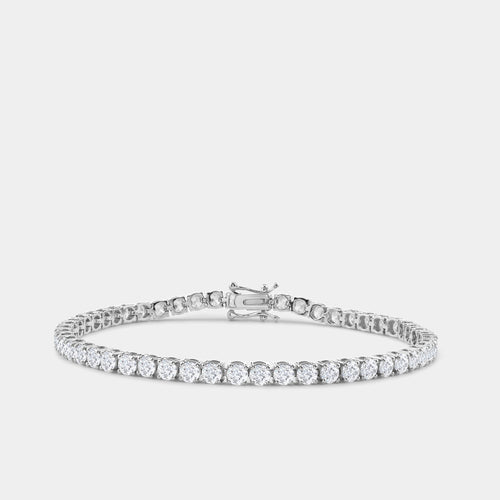 Gilded 7 Carat Lab-Grown Diamond Round-Shaped Classic Tennis Bracelet