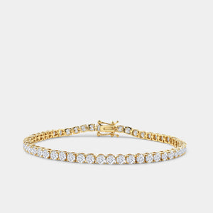 Gilded 7 Carat Lab-Grown Diamond Round-Shaped Classic Tennis Bracelet