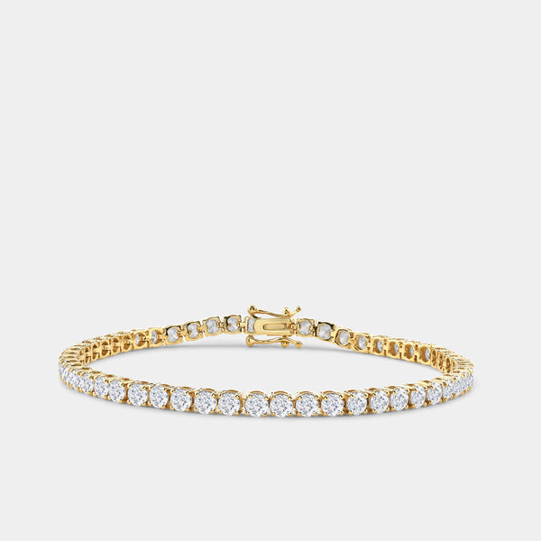 Gilded 7 Carat Lab-Grown Diamond Round-Shaped Classic Tennis Bracelet