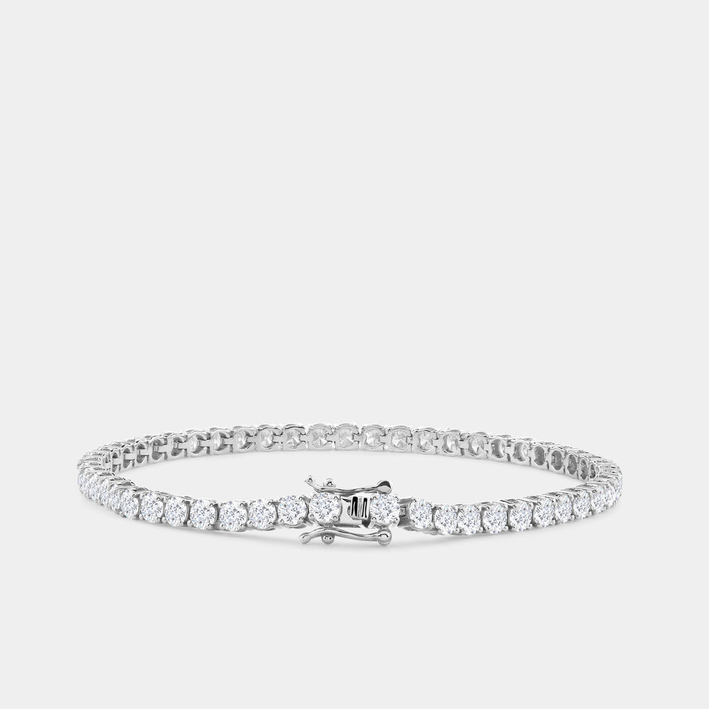 Gilded 7 Carat Lab-Grown Diamond Round-Shaped Classic Tennis Bracelet