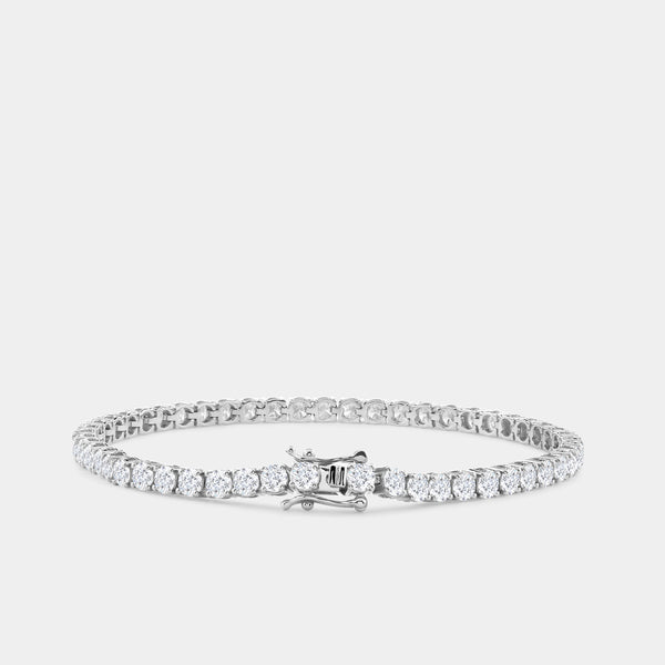 Gilded 7 Carat Lab-Grown Diamond Round-Shaped Classic Tennis Bracelet