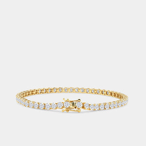 Gilded 7 Carat Lab-Grown Diamond Round-Shaped Classic Tennis Bracelet