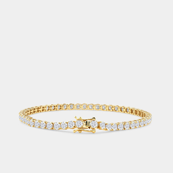 Gilded 7 Carat Lab-Grown Diamond Round-Shaped Classic Tennis Bracelet
