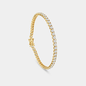 Gilded 7 Carat Lab-Grown Diamond Round-Shaped Classic Tennis Bracelet