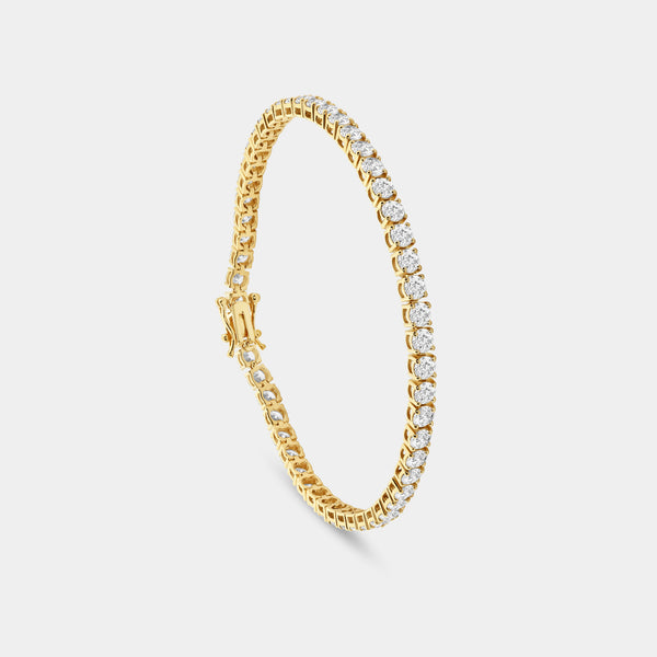 Gilded 7 Carat Lab-Grown Diamond Round-Shaped Classic Tennis Bracelet
