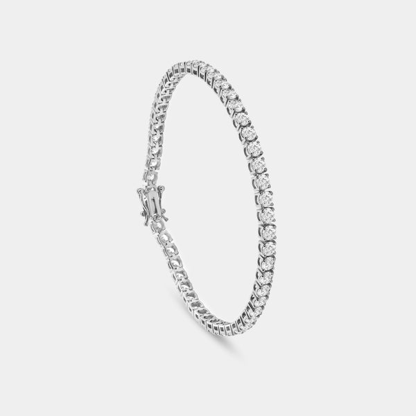 Gilded 7 Carat Lab-Grown Diamond Round-Shaped Classic Tennis Bracelet
