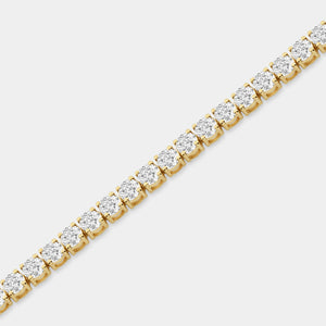Gilded 7 Carat Lab-Grown Diamond Round-Shaped Classic Tennis Bracelet