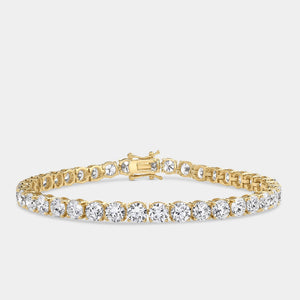 Gilded 15 Carat Lab-Grown Diamond Round-Shaped Classic Tennis Bracelet