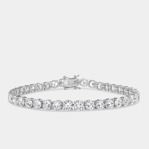 Gilded 15 Carat Lab-Grown Diamond Round-Shaped Classic Tennis Bracelet