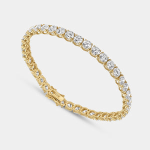 Gilded 15 Carat Lab-Grown Diamond Round-Shaped Classic Tennis Bracelet
