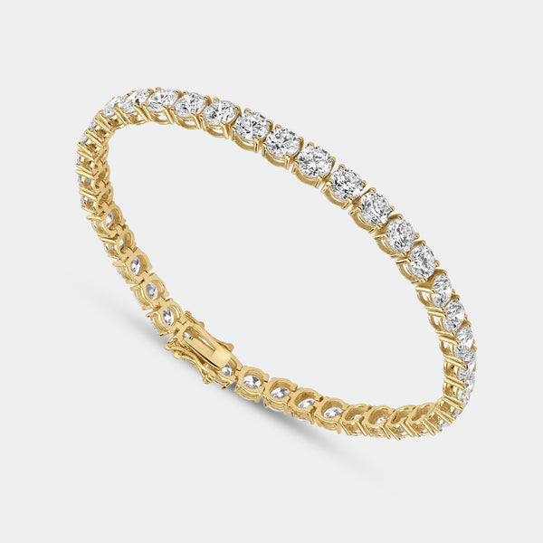 Gilded 15 Carat Lab-Grown Diamond Round-Shaped Classic Tennis Bracelet
