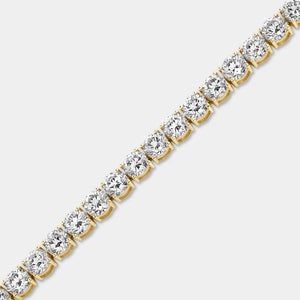 Gilded 15 Carat Lab-Grown Diamond Round-Shaped Classic Tennis Bracelet