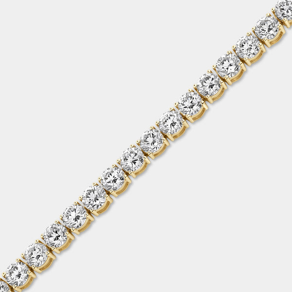 Gilded 15 Carat Lab-Grown Diamond Round-Shaped Classic Tennis Bracelet