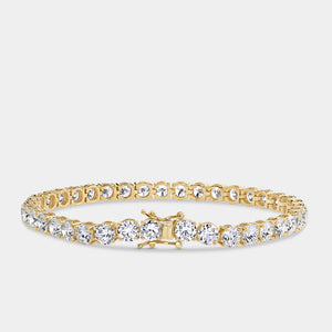 Gilded 15 Carat Lab-Grown Diamond Round-Shaped Classic Tennis Bracelet
