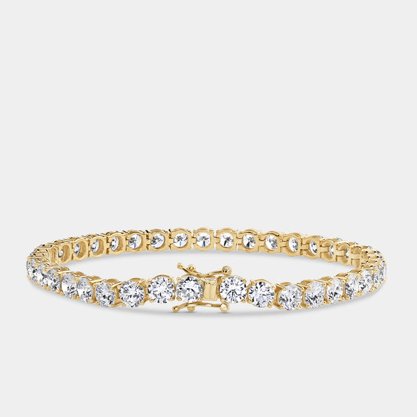 Gilded 15 Carat Lab-Grown Diamond Round-Shaped Classic Tennis Bracelet