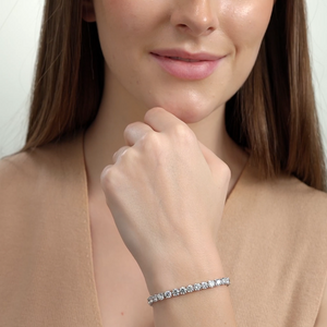 Gilded 15 Carat Lab-Grown Diamond Round-Shaped Classic Tennis Bracelet