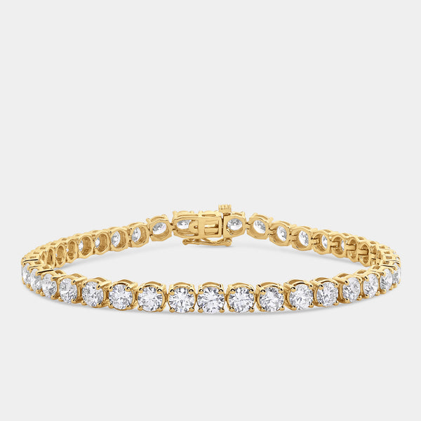 Gilded 10 Carat Lab-Grown Diamond Round-Shaped Classic Tennis Bracelet