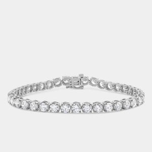Gilded 10 Carat Lab-Grown Diamond Round-Shaped Classic Tennis Bracelet