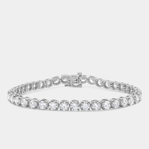 Gilded 10 Carat Lab-Grown Diamond Round-Shaped Classic Tennis Bracelet