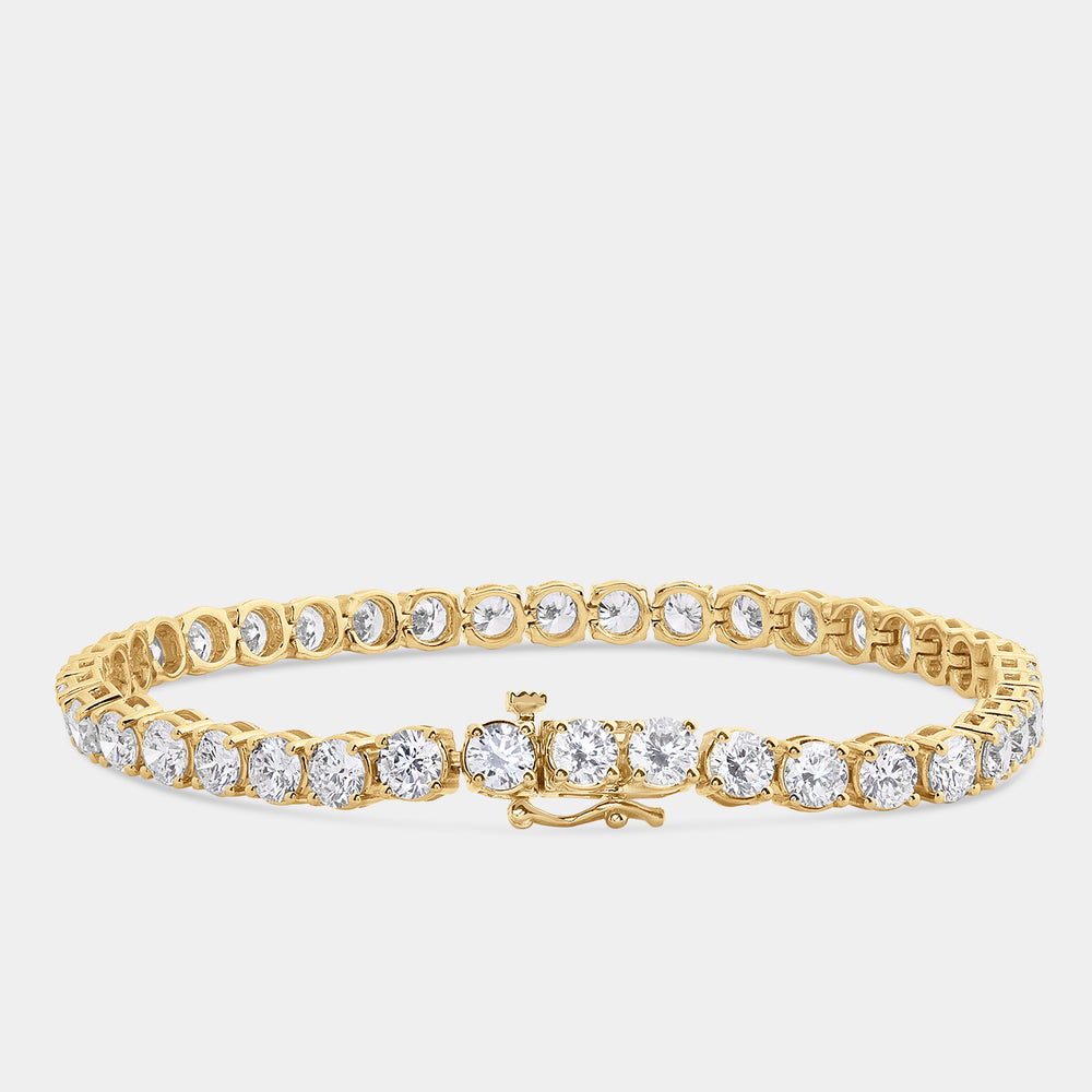Gilded 10 Carat Lab-Grown Diamond Round-Shaped Classic Tennis Bracelet