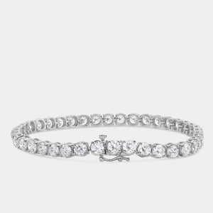 Gilded 10 Carat Lab-Grown Diamond Round-Shaped Classic Tennis Bracelet