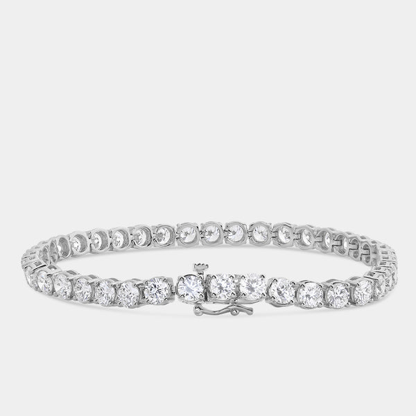 Gilded 10 Carat Lab-Grown Diamond Round-Shaped Classic Tennis Bracelet
