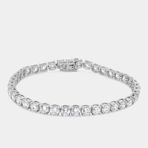Gilded 10 Carat Lab-Grown Diamond Round-Shaped Classic Tennis Bracelet