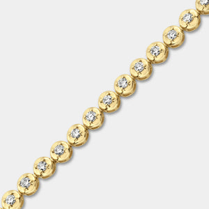 Gilded 1 Carat Lab-Grown Diamond Round-Shaped Line Bracelet in a Cup Setting