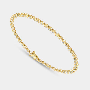 Gilded 1 Carat Lab-Grown Diamond Round-Shaped Line Bracelet in a Cup Setting