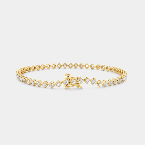 Gilded 2 Carat Lab-Grown Diamond Fashion Bracelet with a Lace-Inspired Center in an Illusion-Plate Setting