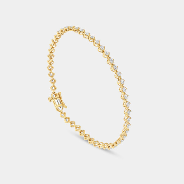 Gilded 2 Carat Lab-Grown Diamond Fashion Bracelet with a Lace-Inspired Center in an Illusion-Plate Setting