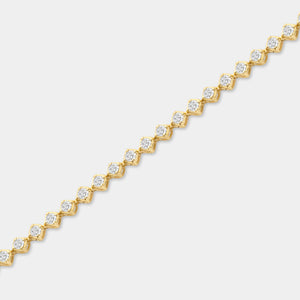 Gilded 2 Carat Lab-Grown Diamond Fashion Bracelet with a Lace-Inspired Center in an Illusion-Plate Setting