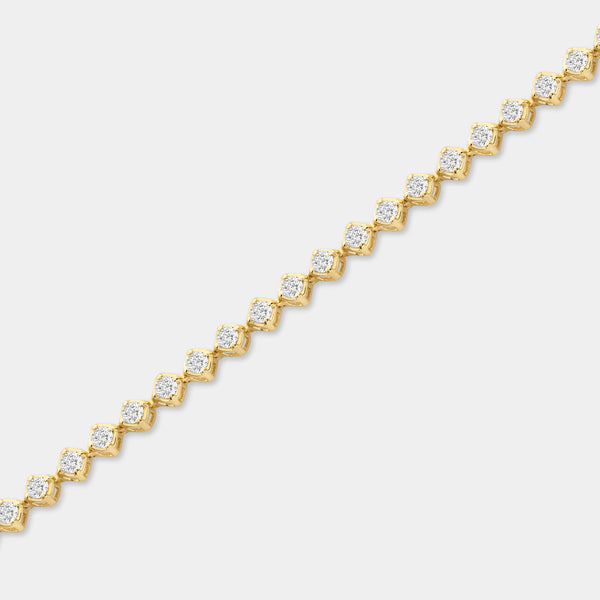 Gilded 2 Carat Lab-Grown Diamond Fashion Bracelet with a Lace-Inspired Center in an Illusion-Plate Setting